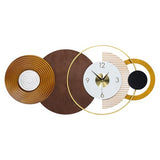 Anmotpe 32x16 inch Large Modern Mid-Century Wall Clock - Non-Ticking Silent Metal and Wood Brown Decorative Clock, Battery Operated Analog Clocks for Living Room, Bedroom, Home Decor