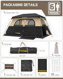 FanttikOutdoor Zeta C6 Pro Max Instant Cabin Tent 6 Person Camping Tent Setup in 60 Seconds with Rainfly & Windproof Portable with Carry Bag for Family Camping & Hiking, Upgraded Ventilation, Khaki