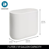 iDesign Small Slim Plastic Bathroom Trash Can, Garbage Can for Bedroom, Office, Desk, Dorm, White