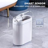 ELPHECO Bathroom Trash can Motion Sensor, Automatic Garbage can, Slim Plastic Smart Trash Bin with Lid