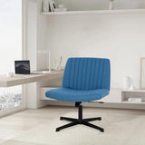 PayLessHere | Criss Cross Chair | Dark Blue | Wide, Armless Desk Chair Without Wheels | 360 Swivel, Height Adjustable & Stable Metal Base