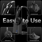 Wireless Headset with Mic for Work, Bluetooth Headset with Microphone (Noise Cancelling & Mute Button