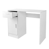 Oumefar Compact Computer Desk with Drawer and Storage Door (White)
