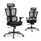 ALPHA HOME Ergonomic Office Chair with footrest, High-Back Mesh Computer Chair with Lumbar Support, Adjustable Height&Headrest&Flip-up Armrest, 360° Swivel Wheels, SGS Certified