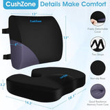 CushZone Seat Cushion, Lumbar Support Pillow with Adjustable Strap-Chair Cushions for Sciatica Pain Relief