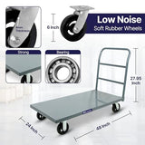 5Seconds Platform Cart Industrial Dolly Heavy Duty 48” X 24” Platform Hand Push Truck Commercial Cart