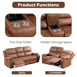 Faux Leather Manual Reclining Sofa Furniture Set, Manual Recliner Chair