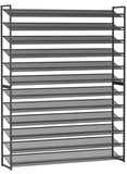 NEYCIL Large Shoe Rack 12 Tier Shoe Organizer, Heavy Duty Metal 6-Tier Stackable Shoe Storage Vertical Shoe Rack for Closet Front Door Entrance, Up to 75 Pairs, 44.8" W x 11.4" D x 85.1" H, Black