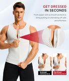 Nebility Compression Shirt Men Tank Top Compression Undershirt Mens Shapewear Body Shaper Waist Trainer Tummy Control Vest, White - X Large