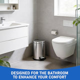 SIMPLYKLEEN Bathroom Trash Can with Lid - 2PC 1.3 Gallon Oval Small Trash Can