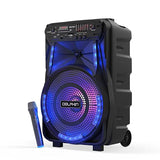 Dolphin 12-Inch Rechargeable Bluetooth Party Speaker – High Power Sound, TWS Compatibility, LED Lights, 5-Band Equalizer, Portable Design with Trolley and Wheels