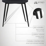 Armen Living Monte Mid Century Modern Dining Accent Chair for Table Kitchen Desk Vanity in Black Faux Leather with Black Metal Legs
