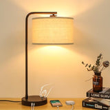 Tall Table Lamp with USB C+A Ports, Fully Stepless Dimmable Modern Minimalist Bedside Nightstand Lamp