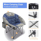 Northroad Folding Compact Camping Moon Chair, Outdoor Padded Saucer Round Chair w/Cup Holder Supports up to 300 lbs for Beach Hiking Fishing Picnic Lawn,Blue