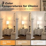 Small Bedside Table lamp for Bedroom - 3 Color Temperatures Bedside Lamps with USB C and A Ports, Pull Chain Table Lamps with AC Outlet