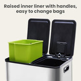 Kitchen Trash Can, 2×8-Gallon Garbage Can with Lid, Stainless Steel Trash Bin with 2 Removable Inner Buckets