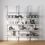 Nathan James Theo 5-Shelf Modern Bookcase, Open Wall Mount Ladder Bookshelf with Industrial Metal Frame