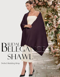 PULI Women's Burgundy Pashmina Shawl Wraps for Evening Dress Large Scarf Blanket Long Wedding Bridal Winter Warm Shoulder Wrap
