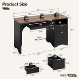 Bestier Computer Desk with Keyboard Tray, 55 inch Office Desk with Power Outlet, Modern Home Office Desk with File Drawer (Walnut with Black