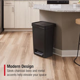 Premier Series II Step-On Trash Can for Home and Kitchen, with Lid Lock and Slow Close