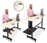 55 Inch Standing Desk with Detachable Wheels | Crank Height Adjustable Sit to Stand  (Maple) Stand Steady