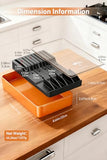 MAD SHARK 2-in-1 Detachable Knife Block & Silverware Organizer, Drawer Knife Holder for 10 Knives, No Knives