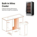 Ca'Lefort 15 Inch Wine Fridge, 33-Bottle Wine Cooler Refrigerator | 40-65°F Control