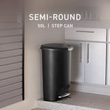 simplehuman 50 Liter / 13 Gallon Semi-Round Kitchen Step Trash Can with Secure Slide Lock