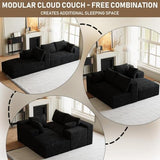 ONEMMLION 96" L-Shaped Cloud Boneless Couch Sofa with Chaise, Black