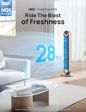 DREO Tower Fan for Bedroom, 90° Oscillating Standing Fan with 28ft/s Velocity, 20dB Quiet for Sleep, DC Motor, 9 Speeds, 4 Modes, 12H Timer, Voice & APP & Remote Control, 42" Cruiser Pro T2 S