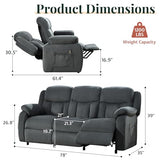 Jocisland 78" Power Reclining Sofa, Electric Recliner Couch, Dark Gray