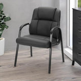 Sweetcrispy Waiting Room Chairs, PU Leather Big and Tall No Wheels Executive Office Chair with Padded Arms