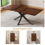 ZckyCine Expandable Dining Table Set for 6-8 People, Modern Rectangular Kitchen Table, 63"-79" Extendable, Walnut Finish