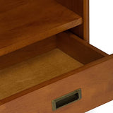 SIMPLIHOME Draper 64" Tall Solid Wood 5-Shelf Bookcase in Teak Brown