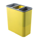 3-Cartment Waste Basket for Bathroom & Kitchen Pull-Out Recycling Bin & Trash Can 20L Under-Counter Trash Can for Office Cact & (Color: Yellow)