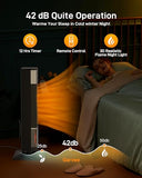 Space Heater with Thermostat, Oscillating Ceramic Tower Heater for Large Room, Timer and Remote Control, 1500W Fast Heating, 3D Realistic Flame, Overheat Protection, Digital Display, 33 Inches
