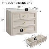 4-Piece Bedroom Set, 6 Drawer Dresser & 5 Drawer Tall Dresser and 3 Drawer King Size Nightstands Set of 2 with Charging Station
