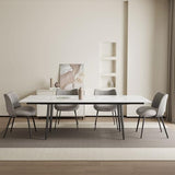 Dining Table (62.9" to 94.4") for 6 to 10 - Modern Rectangular Sintered Stone Table with High Hardness and Easy