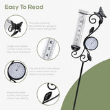 Voumsil Rain Gauge Outdoor with Thermometer, Butterfly Metal Garden Stake