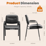 Sweetcrispy Office Reception Guest Chair No Wheels Set of 2, Leather Stationary Waiting Room Chairs