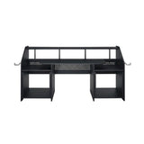 Bison office Industrial-Style Metal Wood Veneer Music Studio Desk, Music Production Workstation Study Writing Home Office Computer Desk, Black