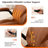 Ylzyxal Office Desk Chair, Ergonomic Computer Chair with Padded Flip-Up Arms and Adjustable Lumbar Support, PU Leather Executive Chair with Tilt Lock and 360° Swivel Rolling Wheels for Work