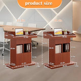 Wooden Lectern Podium Stand with Drawers - Adjustable Height Speaking Lectern for Churches