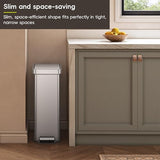Stainless Steel Step Garbage Can for Kitchen or Home, Space-Saving Garbage Can with Soft Close Lid