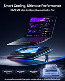 V12 Ultra Laptop Cooling Pad with Smart Software Control, RGB Gaming Laptop Fan Cooler Stand, 5.5" Turbo Fan