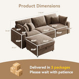 WorthFurni 110” Cloud Sectional Couches for Living Room, Modular Sectional Sofa with Deep Seat
