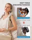 PERLEVI Neck and Shoulder Massager for Pain Relief Deep Tissue-Shiatsu Deep Kneading Massager with Heat to Relieve Neck Shoulder Back Waist Leg Muscle Soreness Fatigue (Beige)