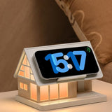 SMARTERIOR Night Light,House-Shaped Nightstand Light with 15W Wireless Charger and White Noise Machine,Touch Control 3-Level Dimmable Lamp