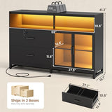 SEDETA 59" File Cabinet, 2 Drawers Filing Cabinets for Home Office fit Legal/Letter/A4 File