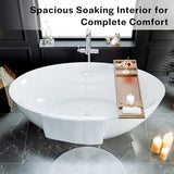 Empava Freestanding Bathtub, 71" Soaking Tub with Center Drain & Overflow – Acrylic Tub, Non-Slip Flat Bottom, Glossy White, cUPC Certified